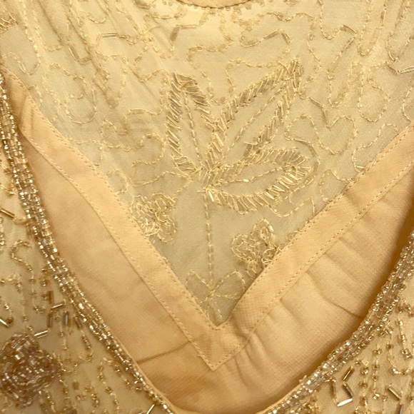 Beige sequined tank with built-in lining; Size M. - Picture 2 of 3